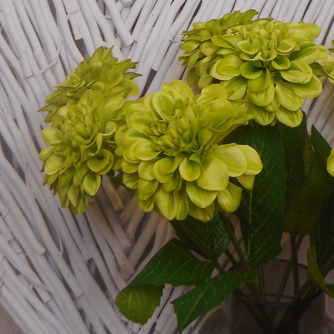 Zinnia Lime Green 46cm Artificial Flowers